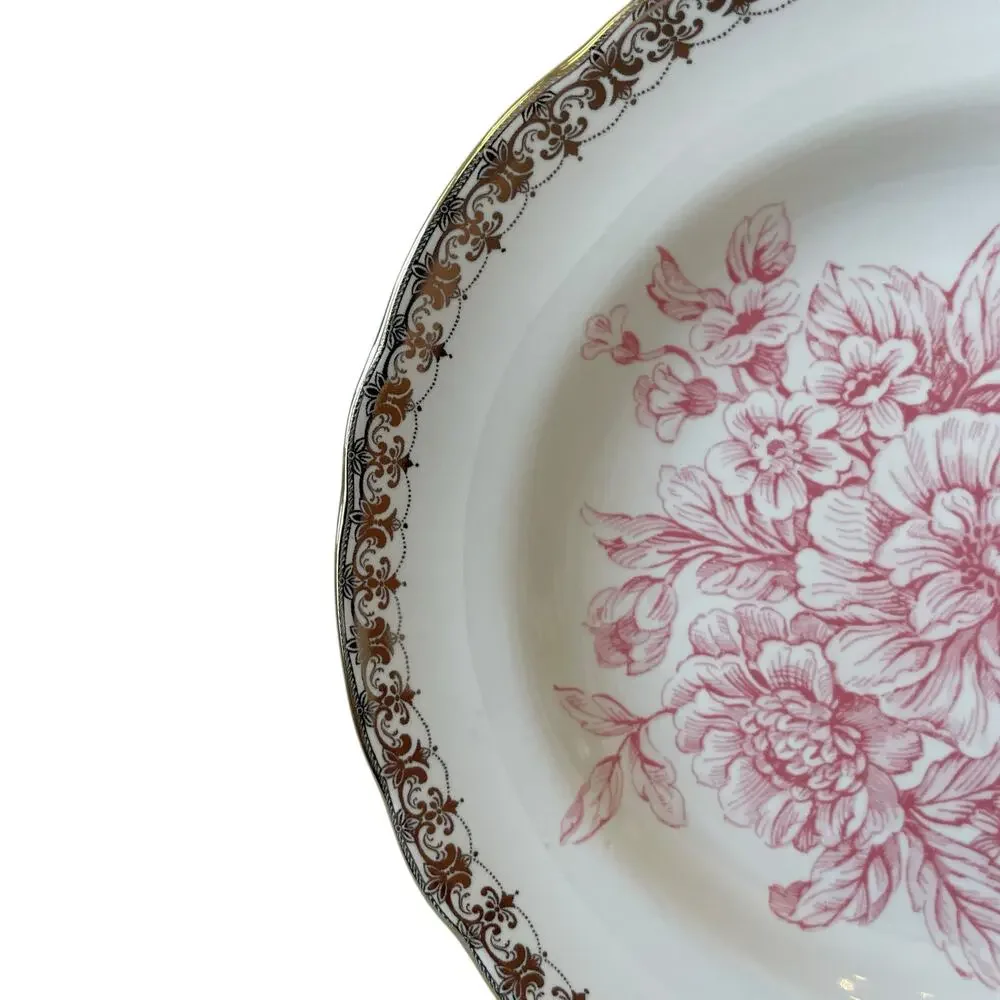 222 Fifth Pink Gold Floral Porcelain Salad Plates 8.5” Set of 4 Chic Easter NEW
